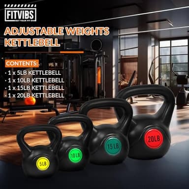 Fitvids Kettlebell Sets 4 Piece Strength Training KettleBells Weight Set 5lb, 10lb, 15lb, 20lb Kettle Bell - Image 2