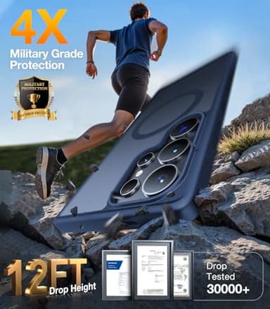 TORRAS for Samsung Galaxy S25 Ultra Case, Fit for MagSafe, 4X Military Grade Protection, Translucent Slim Magnetic Shockproof TPU/PC Case for Samsung S25 Ultra Case, Navy Blue - Image 4
