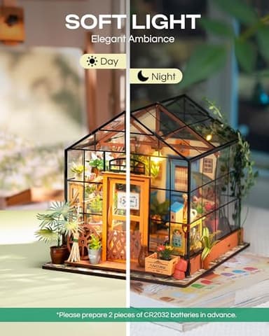 Rolife DIY Miniature House Kit-Mini Diorama 1/18 Greenhouse Dollhouse Building Kit with LED, Crafts for Adults Christmas Birthday Gift for Women Adults Dad Mom Home Decor (Cathy's Flower House) - Image 4
