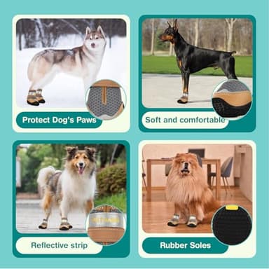 Petanims Dog Shoes for Small Dogs, Medium Dog Boots & Paw Protectors for Winter Snow, Breathable Dog Booties for Hot Pavement, Hardwood Floors Gray Size 1 - Image 5