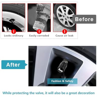 Tire Valve Stem Cap Cover Fit for Jeep Grand Cherokee Wrangler Compass Renegade Patriot Grand Comander Belt O-Ring Seal Corrosion Resistant Tire Valve Caps Car Accessories 4 Pc (Black) - Image 5