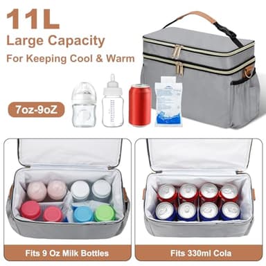 GDNasist Breastmilk Cooler Bag with 6 Ice Pack, Wearable Breast Pump Bag Compatible with Willow, Elvie, Medela & Momcozy M5/S12 Pro Pumps & Accessories for Work, Travel and Family Use Grey - Image 2