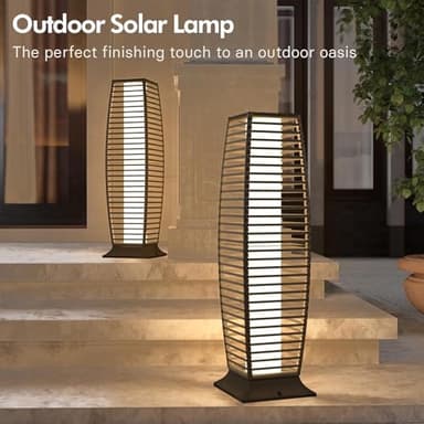 Grand patio Outdoor Floor Lamp Solar Powered Lantern Waterproof Wicker Boho Deck Lights for Garden Porch Decor, Large Crossover - Image 2