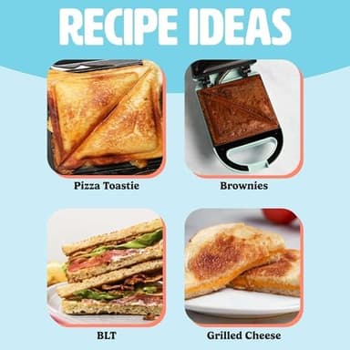 Tasty Mini Sandwich Maker, Makes Sandwiches, Paninis, Grilled Cheese, Desserts, Quick Results, Easy Cleanup, 600W, Aqua - Image 7
