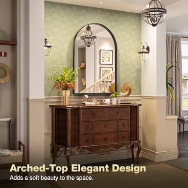 Brightify Arched Mirror, Arched Wall Mirror, 24 x 40 Inch Black Arch Mirror, Metal Frame Black Bathroom Mirror, Arched Top Bathroom Vanity Mirror for Living Room Bedroom Mantel Entryway Hallways - Image 5