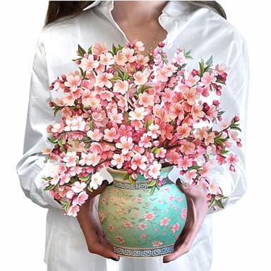 Freshcut Paper Pop Up Cards, Japanese Cherry Blossoms, 12 Inch Life Sized Forever Flower Bouquet 3D Popup Greeting Card, Birthday Cards, Valentine's Day Card, Blank Notecard & Envelope - Image 1