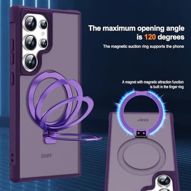 SKYLMW Compatible with Samsung Galaxy S24 Ultra Case with Magnetic Ring Stand, Purple - Image 9