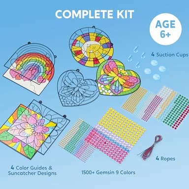 Klever Kits 4PCS Window Art Suncatcher Kits, Fun Gem Painting Kits, Diamond Art and Crafts for Boys Girls, Great Crafts Gift for Kids Birthdays Christmas Ages 6+ - Image 4