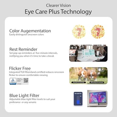 ASUS 24” (23.8 inch viewable) 1080P Eye Care Monitor (VU249HFI-W) - Full HD, IPS, 100Hz, SmoothMotion, Adaptive Sync, Nano-ion, Eye Care Plus, VESA Wall Mountable, 3 yr Warranty - Image 6