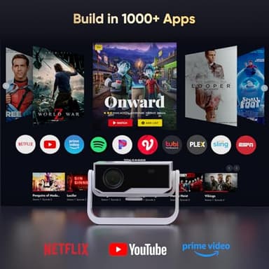 Wielio Projector with WiFi and Bluetooth, 1000+ Apps Installed, Electronic Focus & Auto Keystone, Low Fan Noise, Zoom, Native 1080P 4K Support Portable Mini Video Projector Outdoor Indoor - Image 3