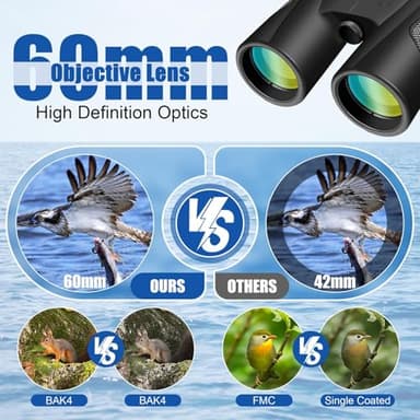 Binoculars 25X60 High Power Binoculars for Adults with BAK4 Prism FMC Lens HD Professional Waterproof Big Eyepiece Binocular for Bird Watching Sports Concerts Traveling Wildlife Hunting（25X60） - Image 4