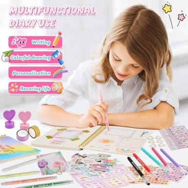 OIHEW 2 PC DIY Journal Kit for Girls Age 8-14/ Teen/Tween Stationery | Scrapbook | Diary | Journaling Art Crafts Supplies Toy Set, Christmas | Birthday Gift for 8 9 10 11 12 13 14 Year Old Girl Ideas - Image 5