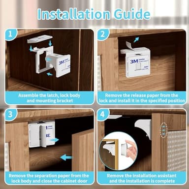 32 Pack Magnetic Baby Proof Cabinet Locks with 128 Screws & 3M Tapes | Child Safety Locks for Cabinets, Drawers, Glass Doors - Image 5
