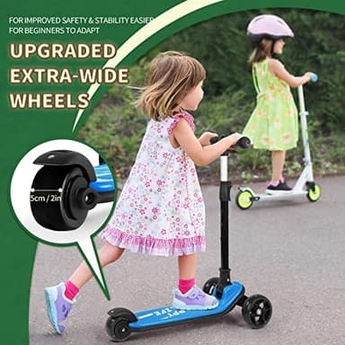 besrey Kick Scooter for Kids Ages 3-10, 3-Wheel Folding Scooter with Adjustable Height, LED Light Wheels, Extra Wide Deck for Outdoor Activities - Image 6