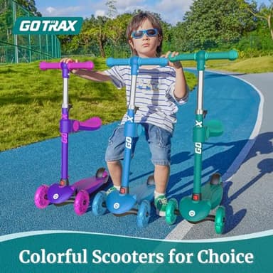 Gotrax KS3 Kids Kick Scooter, LED Lighted Wheels, Adjustable Height Handlebars and Removable Seat, Lean-to-Steer & Widen Anti-Slip Deck, 3 Wheel Scooter for kids Ages 2-8 and up to 100 Lbs (Purple) - Image 6