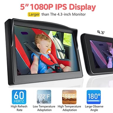 Itomoro Baby Car Camera, Dual Channel 5 inch Display with 2 IR Night Vision Camera, Easily Install Baby Car Mirror 1080P Clear Car Baby Camera for Rear Facing Seat Backseat ACZ403 - Image 4