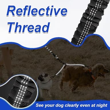 MingXpets Double Dog Leash, Dual Dog Leash, 360° Swivel Tangle Free Bungee Walking Training for Large Medium Dogs, Shock Absorbing Bungee Reflective for Two Dogs, 18~121 lbs, Black - Image 6