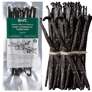 SPICEEL Madagascar Vanilla Beans Grade A Vanilla Pods for Making Extract, Whole 5" - 7" Vanilla Beans for Baking, 25 Counts - Image 1