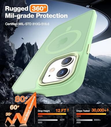 WRJ Case Designed for iPhone 12/12 Pro, Translucent Magnetic Phone Case for Women Men [Compatible with Magsafe] Slim Anti-Fingerprints Shockproof Protective Cover with Screen Protector-Mint Green - Image 3