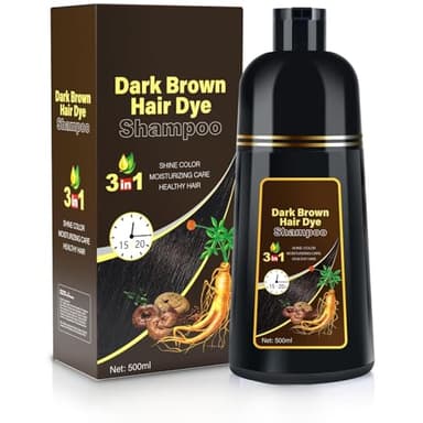 MOISTAR Dark Brown Hair Dye Shampoo 3 in 1 for Gray Coverage for Women/Men, Color Shampoo Instant Herbal Ingredients Semi Permanent - Image 1