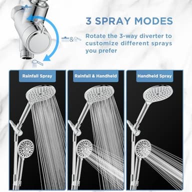 MakeFit Dual Filtered Rain Shower Head Combo, Handheld Shower Head with Adjustable Bar - Rainfall Shower Head And Showerhead with Filter for Hard Water - Removes Chlorine - Image 5
