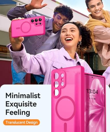 CANSHN Designed for Samsung Galaxy S25 Ultra Case (2025) [Full Camera Protection] [Compatible with Magsafe] Translucent Matte Back Protective Phone Cover, Hot Pink - Image 4