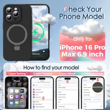 KMAMBAG Mag-Ring Designed for iPhone 16 Pro Max Case, Liquid Silicone [Moisturizing Factor] Extreme Soft Slim Phone Case with Stand [Compatible with MagSafe] for 16 Pro Max 6.9 inch Men Women, Black - Image 5