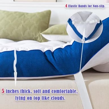 WhatsBedding 5 Inch Memory Foam Queen Mattress Topper 100% Cotton Top, Filled with Breathable & Soft Memory Foam Pillow Top,4 Elastic Straps, 80x60x5 Inch, Queen - Image 2