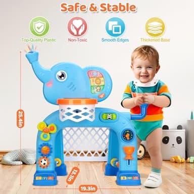 KIZZYEA Toys for 1 2 3 Years Old Boys Girls, Toddler Basketball Hoop & Soccer Goal, Montessori Toy, Interactive Musical Sports Toys with Light, Christmas Birthday Gifts for Baby Kids Age 12-18 Months - Image 7