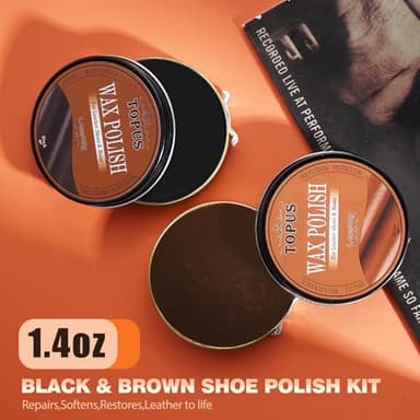 8pcs Shoe Polish Kit Including 3 Pieces Horse Hair Shoe Brushes with 6.7IN Handle, 1.4oz Black & Brown Shoe Shine, 2 Polish Cloths, Leather Shoes and Boots Care Kit with Storage Case - Image 2