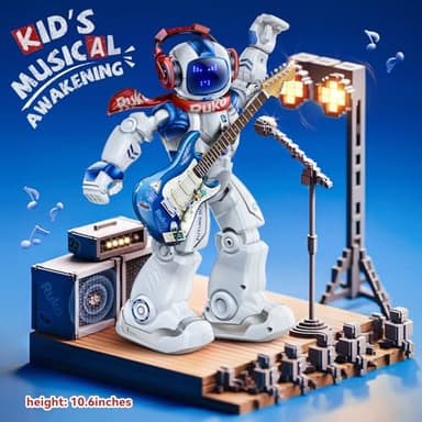 Ruko 6088 Programmable Robot with APP Control, Remote Control, Gesture Sensing Control, Rechargeable Robots Toys for Boys and Girls, Interactive Emoji LED Eyes, QA Games for 3 4 5 6 Years Kids, Blue - Image 2
