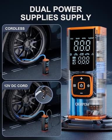 Tire Inflator Portable Air Compressor, 6X Faster 180 PSI Cordless Air Compressor, Air Pump with Pressure Gauge - Portable Tire Inflator for Car, Pickup, Motor, Bicycle, Balls and More - Image 4