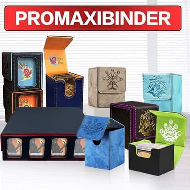 PROMAXIBINDER Trading Card Storage Box Fits 3200+ MTG/TCG/YuGiOh Cards, Commander Deck Case, 4 Display Windows 10 Dividers 4 Movable Partitions, PU Leather, Magnetic Closure, Magic, Sport Cards (Red) - Image 7