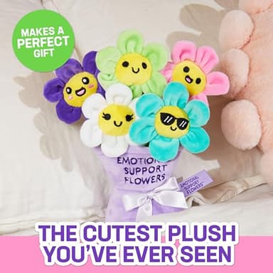 Emotional Support Flowers by Relatable, Cuddly Stuffed Animals and Toys, Squishy Toys and Plushies, Great Gift Ideas for Loved Ones of All Ages, Includes 5 Plushies with Carrying Basket - Image 2