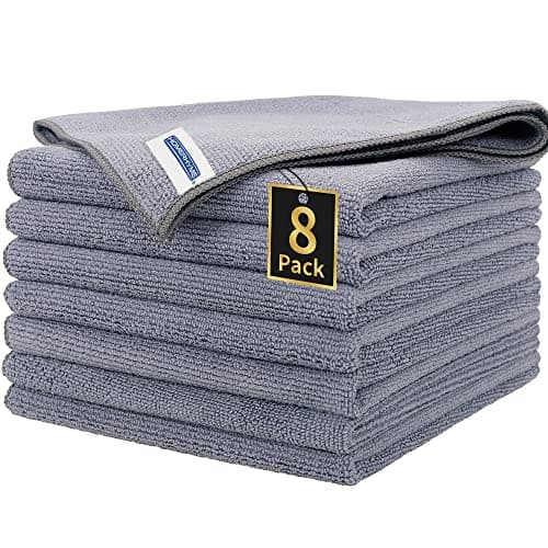 HOMERHYME Microfiber Cleaning Cloths, 8 Pack Cleaning Rags, Lint-Free 300GSM Microfiber Towels Bulk Absorbent Washcloths, All-Purpose Cleaning Towels for Household Kitchen Shop Garage 12.6" x 12.6" - Image 1