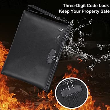Fireproof Document Bag with Lock, ZOOPIP 14.3"x10.2" Fireproof and Waterproof Money Bag with Zipper Closure, Storage Pouch for A4 Letter Size Document, Cash, Cell Phone, Tablet, Credit Card,Passport - Image 4
