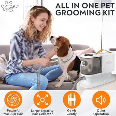 ExcegBot Dog Grooming Vacuum, Dog Grooming Kit 12kPa Suction Hair Remover Low Noise Pet Brush Vacuum Collects 99% Hair, 2L Dust Cup, 5 Proven Grooming Tools for Cats, Other Animals and Home Cleaning - Image 7
