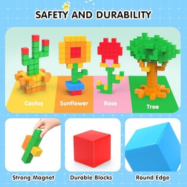 AuntyFey 64 Pcs Magnetic Blocks, Magnet Blocks, Magnetic Cubes Blocks for Kids, Learning Educational Stem Blocks for Kids Ages 4-8 - Image 4