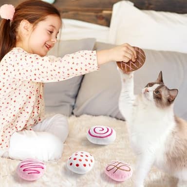 MALLMALL6 Catnip Toys for Cat - 5Pcs Chocolate Truffles Catmint Interactive Teething Chew Kick Cat Toy for Indoor Kitten, Soft Candy Pet Supplies, Pet Birthday Gifts for Kitten Lover - Image 6