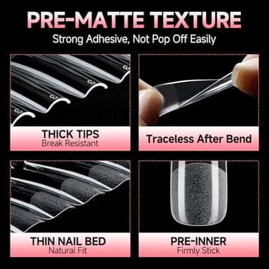 UNA GELLA Nail Tips Square XXL Long: Full Cover Pre-file Square Straignt Gel Nail Tips No C Curve for DIY Press On Nails 216PCS, 12 Sizes Gel Nail Extensions Art Salon - Image 3