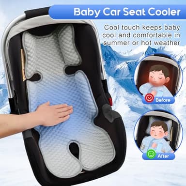Kaseeous Car Seat Cooling Pad for Baby, Mink Dot Car Seat Cooler Mat for Girls Boys, Stroller Cooling Pad with 3D Breathable Mesh, Multifunctional Infant Carseat Cooling Insert Liner for Summer - Image 3