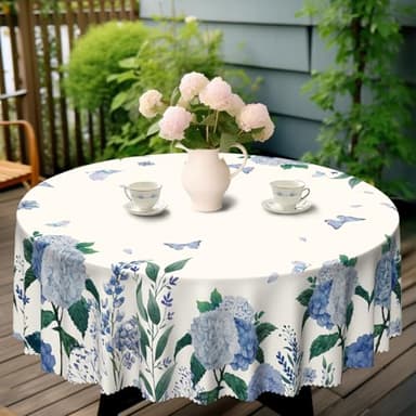 Eikione Round Tablecloth 70inch Floral Table Cloth, Colorful Tablecloths Polyester Waterproof Stain Wrinkle Free, Table Cover for Home Kitchen Dining Party Patio Decor - Image 3