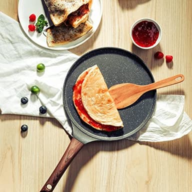 SENSARTE Nonstick Crepe Pan, Swiss Granite Coating Dosa Pan Pancake Flat Skillet Tawa Griddle 12-Inch with Stay-Cool Handle, Induction Compatible - Image 9
