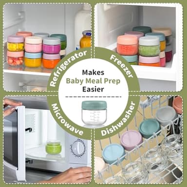 NETANY 6 Pack 4 oz Glass Baby jars with Airtight Lids, Glass Baby Food Storage Containers,Overnight Oats Containers with Lids | Microwave, Dishwasher & Freezer Safe | Includes 10 Labels - Image 6