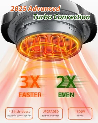 Nuwave Oven Pro Plus Air Fryer, Infra-Red Countertop, 2025 Advanced Convection, No Defrosting or Preheating, Cook Fresh or Frozen, Durable Power Dome, 100 Presets & 50 Memory, PFAS Free, Black - Image 6