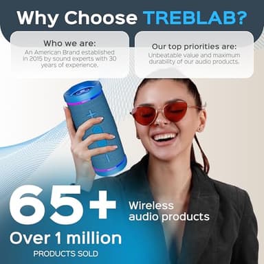 TREBLAB HD77 - Portable Bluetooth Speaker - Powerful 360° Sound, 30W Audio with Impactful Bass, 20H Battery, IPX6 Waterproof, Shockproof, TWS Stereo, Speaker Bluetooth Wireless for Outdoor, Beach Pool - Image 6