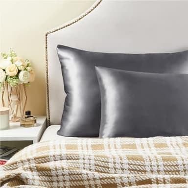 BEDELITE Satin Pillowcase for Hair and Skin, Super Soft and Cooling Similar to Silk Pillow Cases 2 Pack with Envelope Closure, Gift for Women Men(13"x18" Toddler Size, Dark Grey) - Image 7