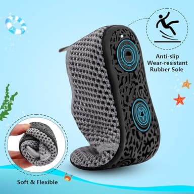 BARERUN Water Shoes Toddler Boys Girls Quick Dry Barefoot Aqua Shoes Swim Pool Beach Shoes Non Slip Breathable Sandals Lightweight Summer House Slippers LightgreyHole 3.5-4.5 - Image 4