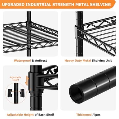 Storage Shelves Heavy Duty, 48" L x 20" W x 72" H Garage Wire Shelving Unit Loads 2000LBS, 5-Tier Adjustable Metal Industrial Utility Shelf Rack for Kitchen, Laundry Room, Pantry, Warehouse, Basement - Image 7