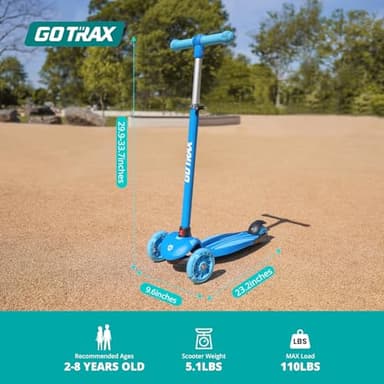 Gotrax KS1 Kids Kick Scooter, LED Lighted Wheels and 3 Adjustable Height Handlebars, Lean-to-Steer & Widen Anti-Slip Deck, 3 Wheel Scooter for Boys & Girls Ages 2-8 and up to 100 Lbs (Blue) - Image 7